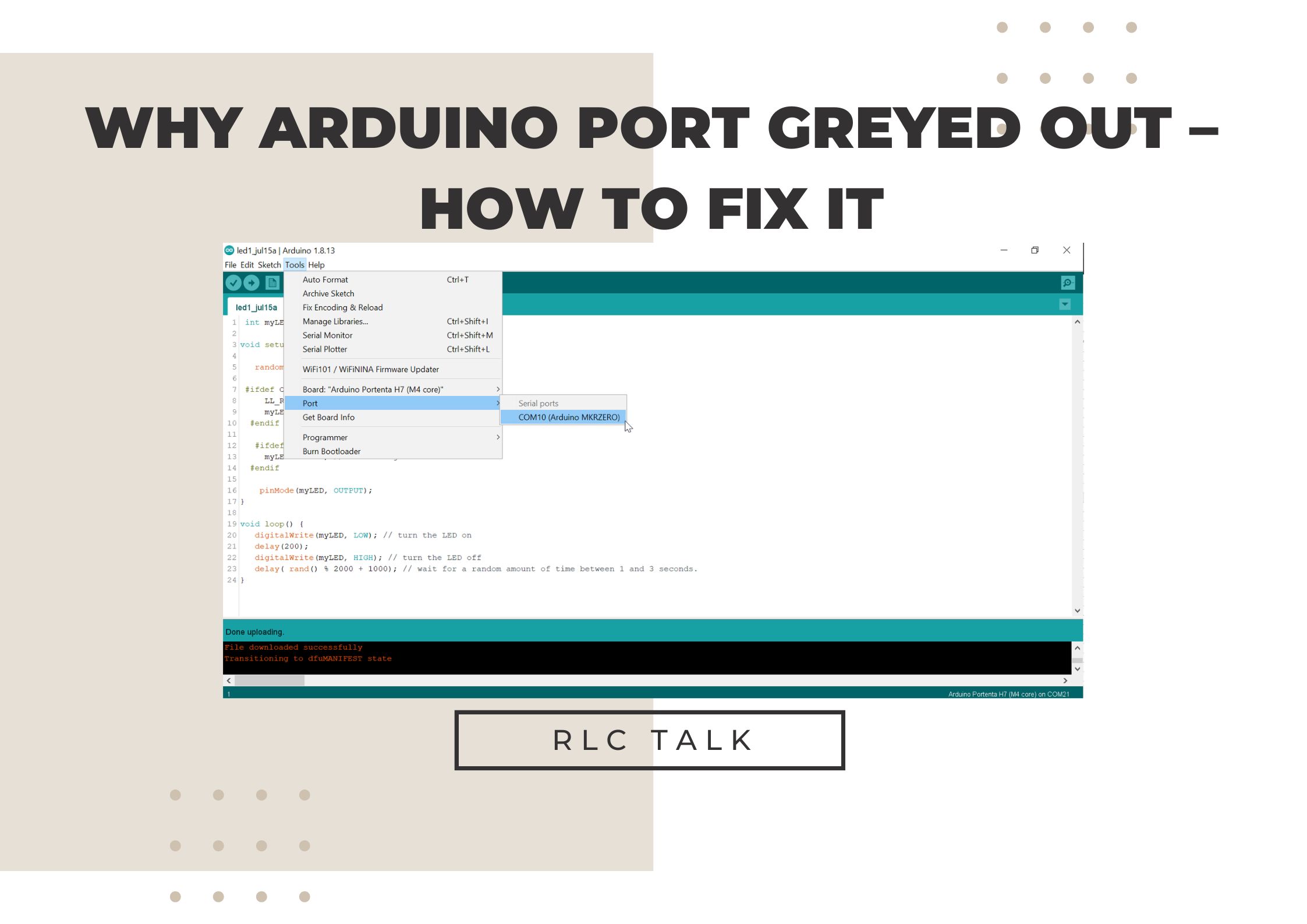 Arduino Port Greyed Out